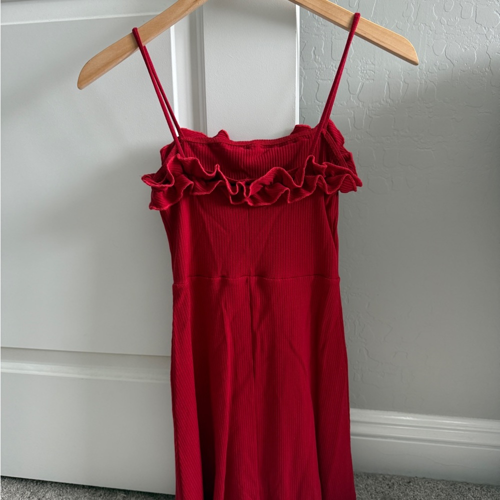 Reformation Red Ruffle Mini Dress - Picture 2 of 2